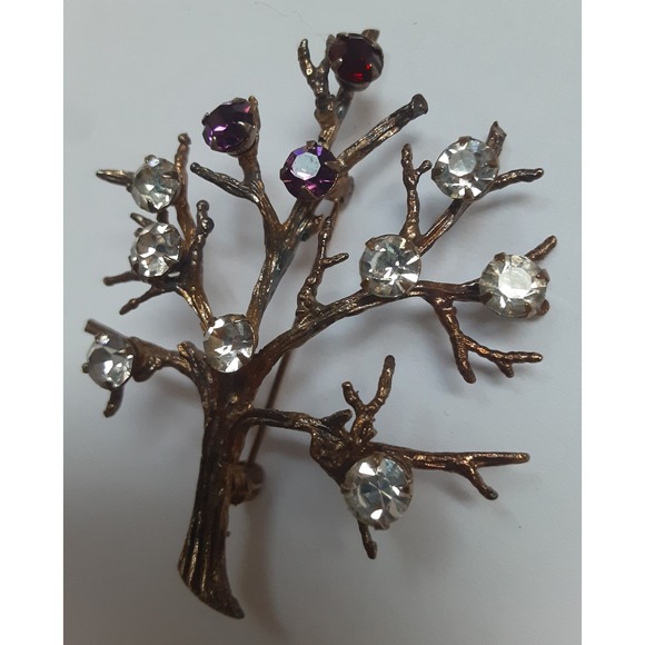 Sterling Silver Tree Brooch Rhinestone Branch Pin Mid  Sterling‎ Silver Tree Brooch Rhinestone Branch Pin Mid Century